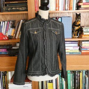 NWOT Baccini Ruffled & Stitched Denim Jacket - M
